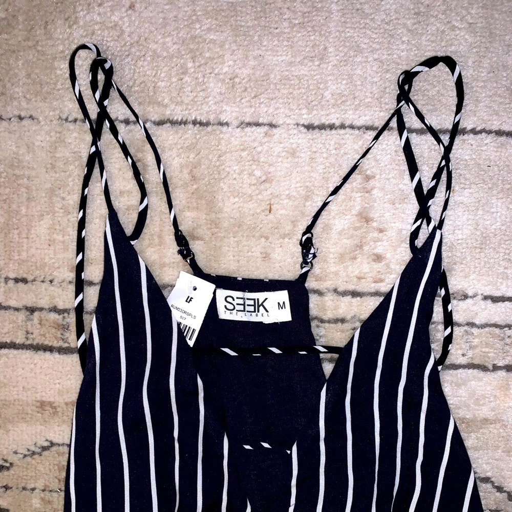 Size medium, navy and white romper from LF!